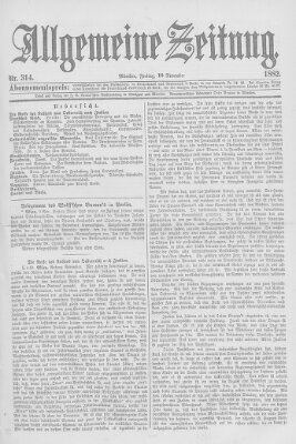Allgemeine Zeitung Freitag 10. November 1882