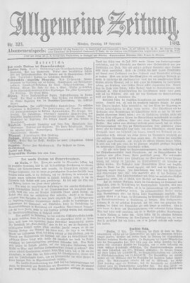 Allgemeine Zeitung Sonntag 19. November 1882
