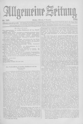 Allgemeine Zeitung Mittwoch 6. Dezember 1882