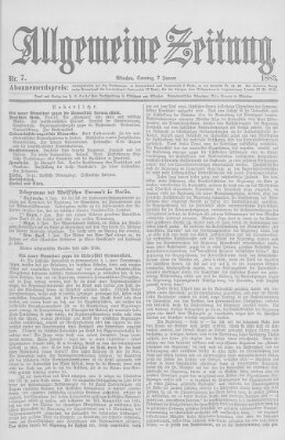 Allgemeine Zeitung Sonntag 7. Januar 1883