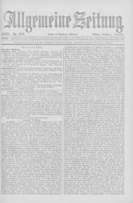 Allgemeine Zeitung Dienstag 4. September 1883