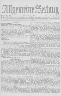 Allgemeine Zeitung Mittwoch 3. Oktober 1883