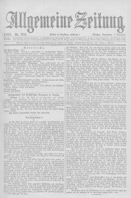 Allgemeine Zeitung Donnerstag 1. November 1883