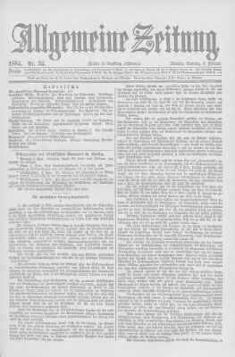 Allgemeine Zeitung Sonntag 3. Februar 1884
