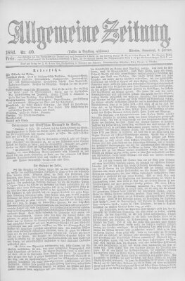Allgemeine Zeitung Samstag 9. Februar 1884