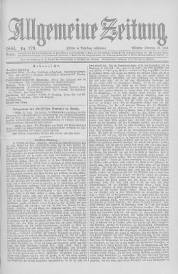 Allgemeine Zeitung Sonntag 29. Juni 1884