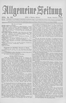 Allgemeine Zeitung Samstag 2. August 1884