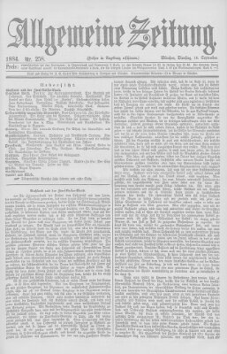 Allgemeine Zeitung Dienstag 16. September 1884