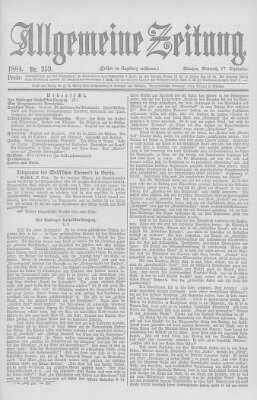 Allgemeine Zeitung Mittwoch 17. September 1884