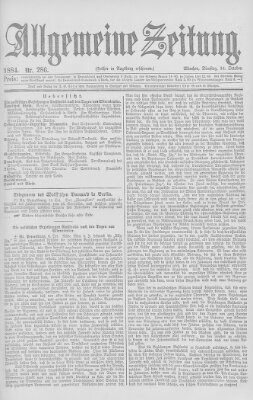Allgemeine Zeitung Dienstag 14. Oktober 1884