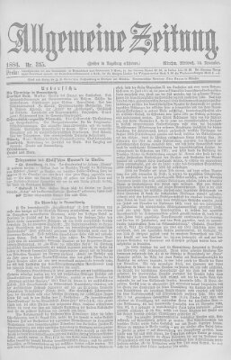 Allgemeine Zeitung Mittwoch 12. November 1884