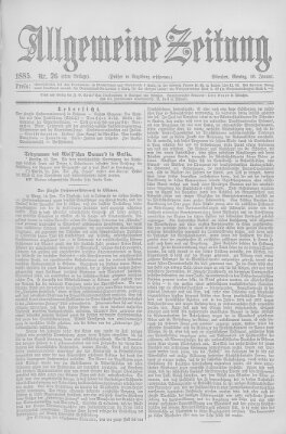 Allgemeine Zeitung Montag 26. Januar 1885