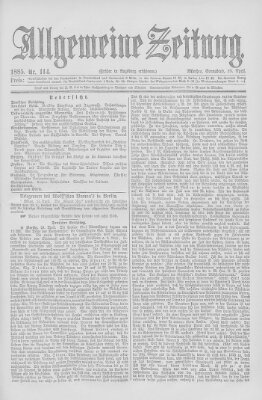 Allgemeine Zeitung Samstag 25. April 1885