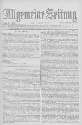 Allgemeine Zeitung Samstag 25. Juli 1885