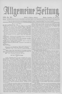 Allgemeine Zeitung Donnerstag 10. September 1885