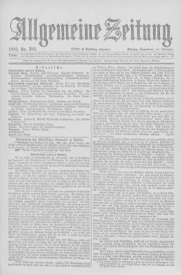 Allgemeine Zeitung Samstag 14. November 1885