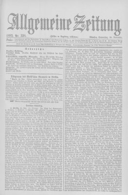 Allgemeine Zeitung Donnerstag 26. November 1885