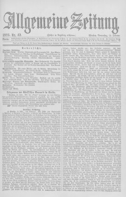 Allgemeine Zeitung Donnerstag 11. Februar 1886