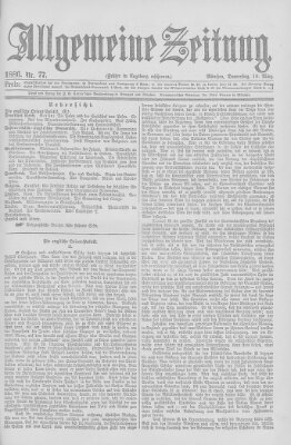 Allgemeine Zeitung Donnerstag 18. März 1886