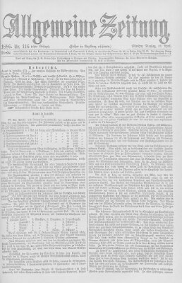 Allgemeine Zeitung Dienstag 27. April 1886