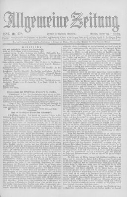 Allgemeine Zeitung Donnerstag 7. Oktober 1886