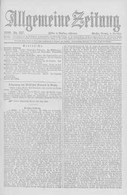 Allgemeine Zeitung Sonntag 5. Dezember 1886