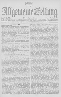 Allgemeine Zeitung Dienstag 1. März 1887