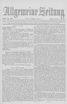 Allgemeine Zeitung Freitag 2. Dezember 1887