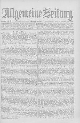 Allgemeine Zeitung Samstag 25. Januar 1890