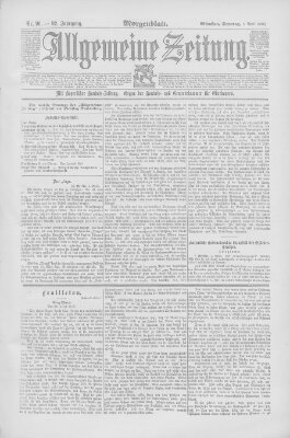 Allgemeine Zeitung Sonntag 6. April 1890