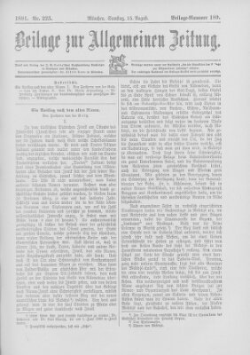 Allgemeine Zeitung Samstag 15. August 1891