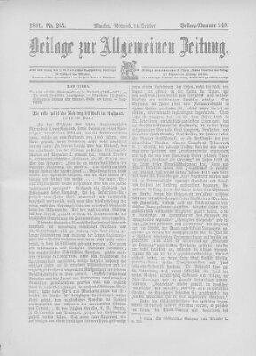 Allgemeine Zeitung Mittwoch 14. Oktober 1891