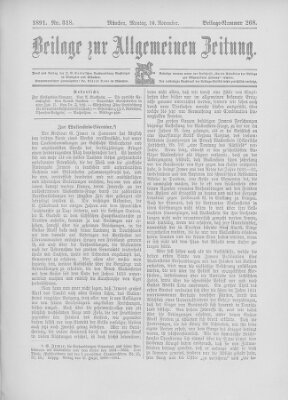 Allgemeine Zeitung Montag 16. November 1891