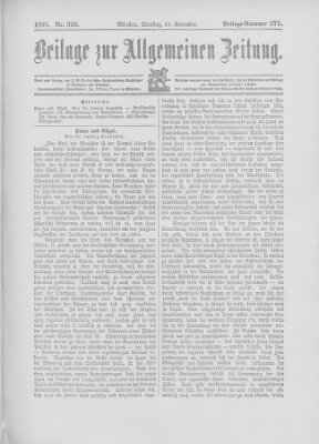 Allgemeine Zeitung Dienstag 24. November 1891