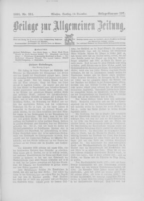Allgemeine Zeitung Samstag 19. Dezember 1891