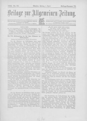 Allgemeine Zeitung Freitag 1. April 1892