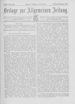 Allgemeine Zeitung Dienstag 14. November 1893