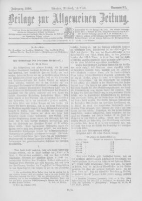 Allgemeine Zeitung Mittwoch 13. April 1898
