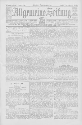 Allgemeine Zeitung Donnerstag 7. Januar 1904