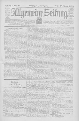 Allgemeine Zeitung Montag 29. August 1904