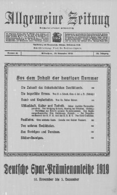 Allgemeine Zeitung Sonntag 16. November 1919