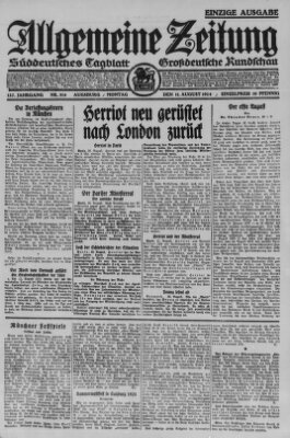 Allgemeine Zeitung Montag 11. August 1924