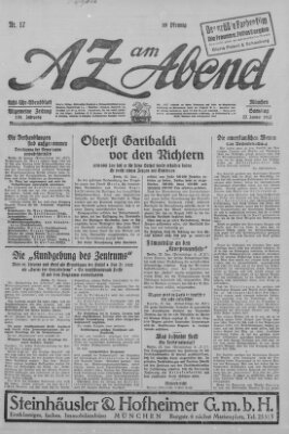 AZ am Abend (Allgemeine Zeitung) Samstag 22. Januar 1927