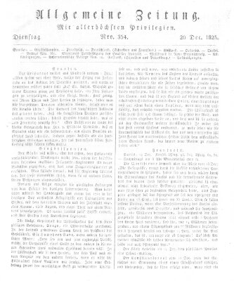 Allgemeine Zeitung Dienstag 20. Dezember 1825