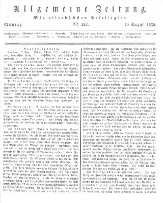 Allgemeine Zeitung Montag 16. August 1830
