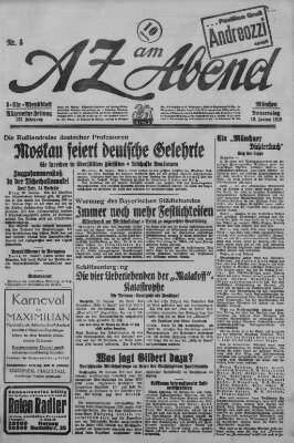 AZ am Abend (Allgemeine Zeitung) Donnerstag 10. Januar 1929