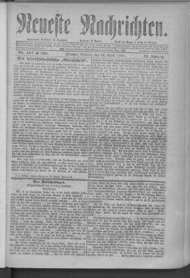 Neueste Nachrichten (Münchner neueste Nachrichten) Sonntag 23. April 1876