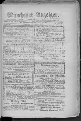 Münchener Anzeiger (Münchner neueste Nachrichten) Dienstag 12. September 1876