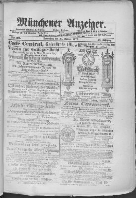 Münchener Anzeiger (Münchner neueste Nachrichten) Donnerstag 20. Januar 1876
