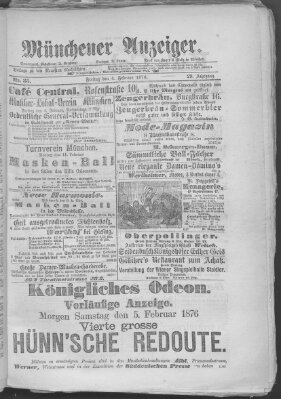 Münchener Anzeiger (Münchner neueste Nachrichten) Freitag 4. Februar 1876